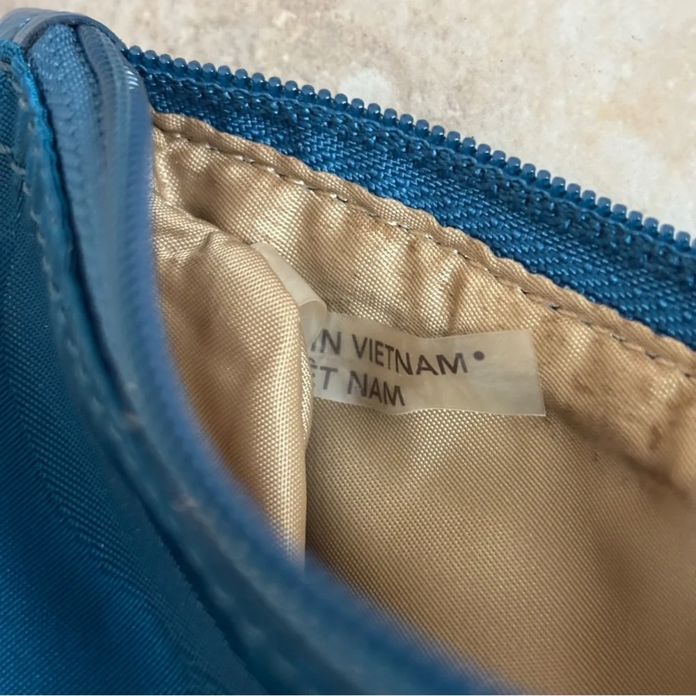 Coach Blue signature nylon logo cosmetic pouch